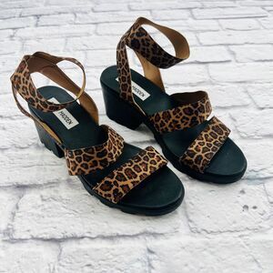 Steve Madden Haidar Cheetah Platform Chunky Sandals Women's 6.5 Soho Lug Sole